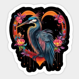 Heron Valentine Day Sticker